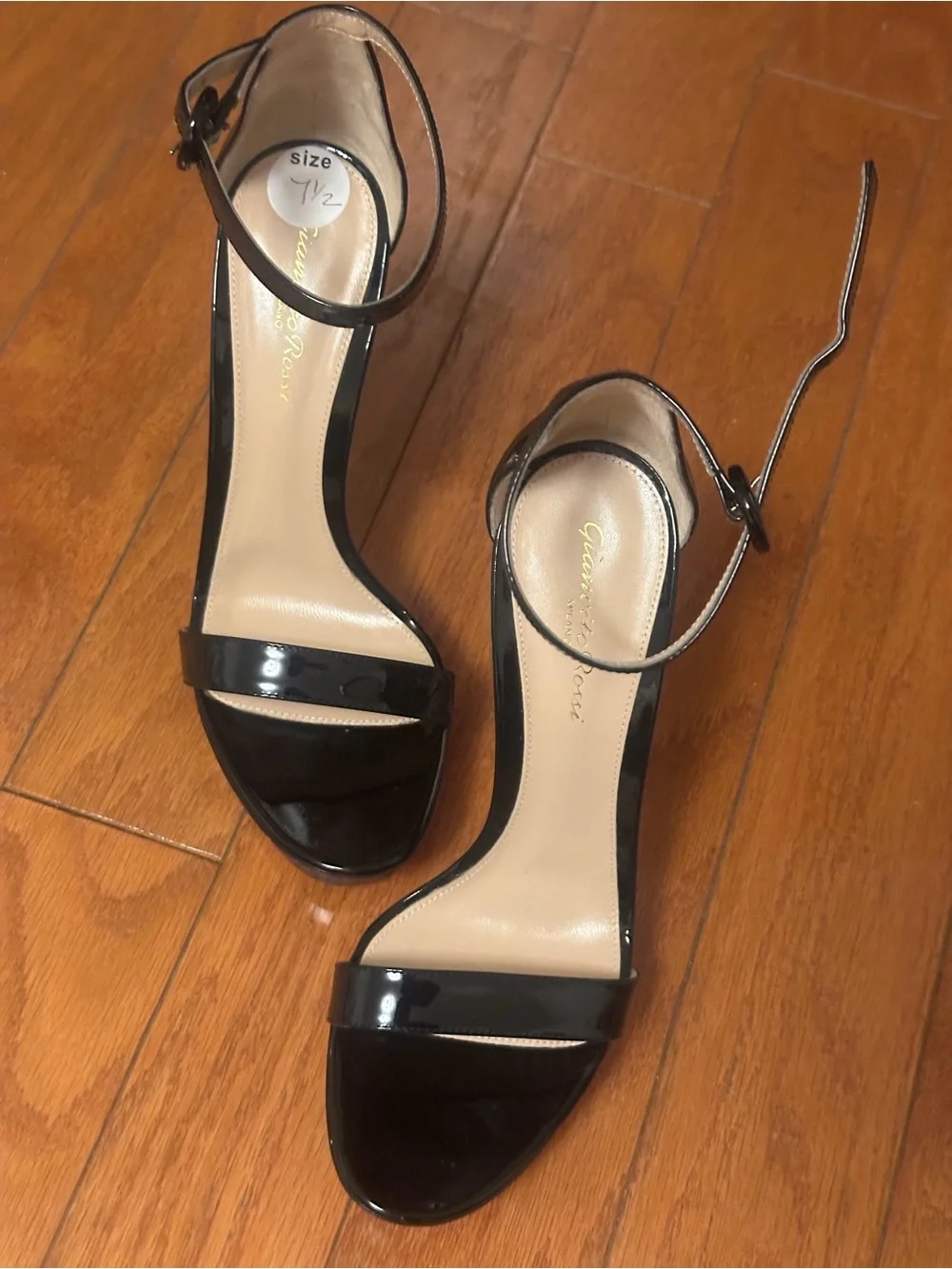 Gianvito Rossi Black Patent Leather Platform Stiletto Sandals | Size 7.5 | NEW